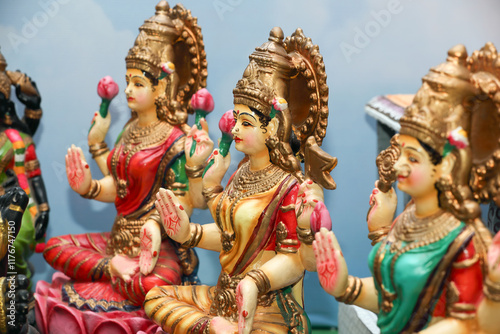 Hindu goddess Lakshmi dolls in Dasara dolls golu festival	
 photo