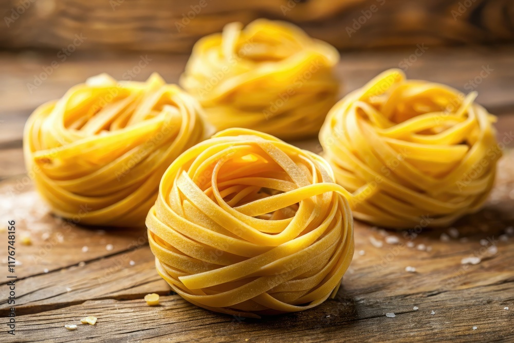 Delicate golden pasta nests, a bio raw food masterpiece, captured in stunning tilt-shift photography. Delicate golden pasta nests, a bio raw food masterpiece, captured in stunning tilt-shift photography.