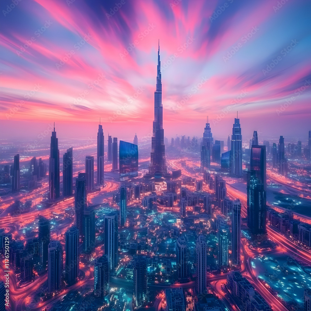 Fototapeta premium Cityscape Dawn Illustration