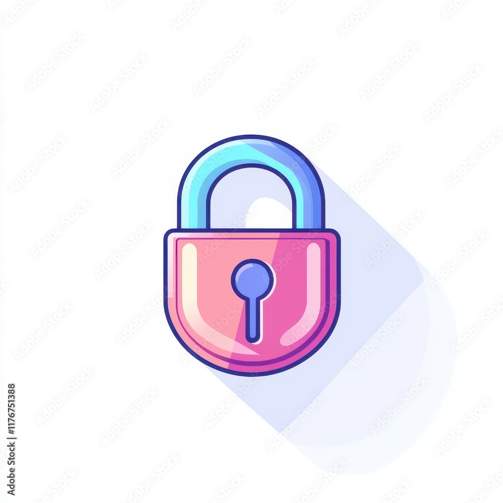 Colorful digital padlock icon illustrating security and privacy concepts. Colorful digital padlock icon illustrating security and privacy concepts.