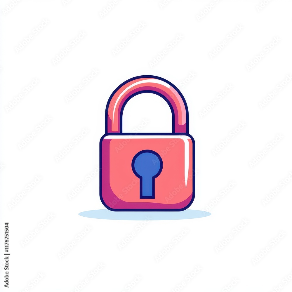 A vibrant pink padlock with a keyhole, symbolizing security and protection in a minimalist design. A vibrant pink padlock with a keyhole, symbolizing security and protection in a minimalist design.
