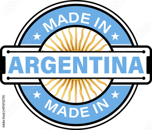 Made in Argentina label icon emblem isolated on white background, Country badge template