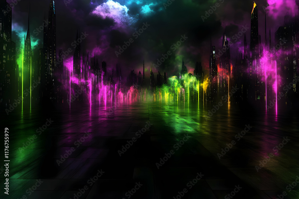 Obraz premium Neon Cityscape Illustration