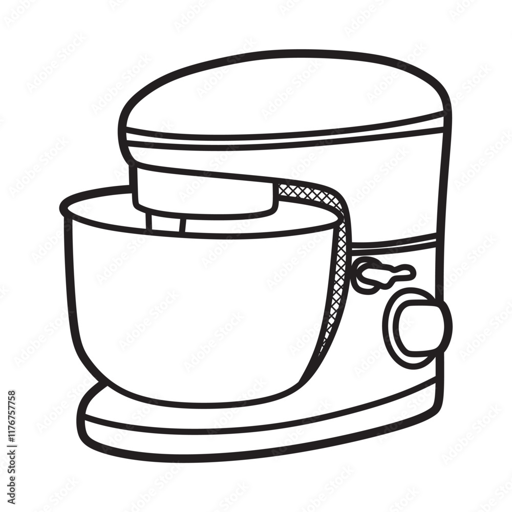black and white line art kitchen tools, mixer dough mixer black and white line art kitchen tools, mixer dough mixer