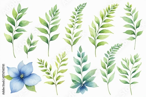 Wallpaper Mural a close up of a bunch of flowers and leaves on a white background Torontodigital.ca