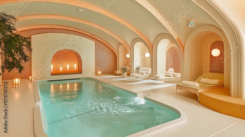 Deep Relaxation Therapy  Elegant Indoor Therapy Pool Surrounded by Serenity