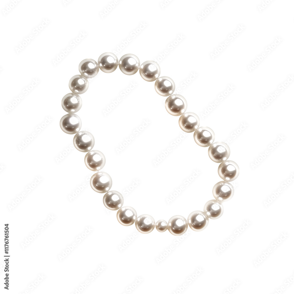 String of ivory pearls arranged in a graceful looping pattern, w String of ivory pearls arranged in a graceful looping pattern, w