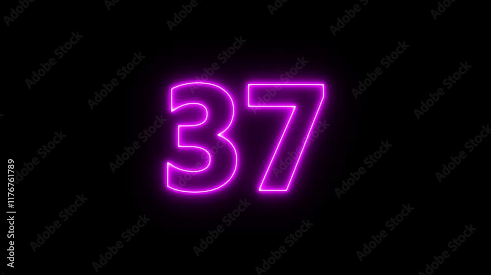 Abstract neon countdown 38 number 4k animation on black background. Abstract neon countdown 38 number 4k animation on black background.