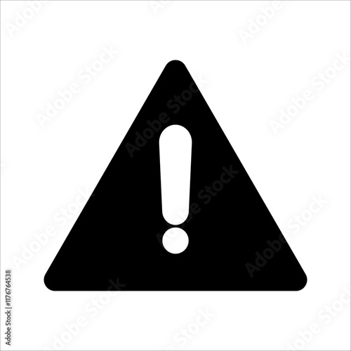 Danger warning icon set. alert triangle warn sign in black and white style. exclamation sign.