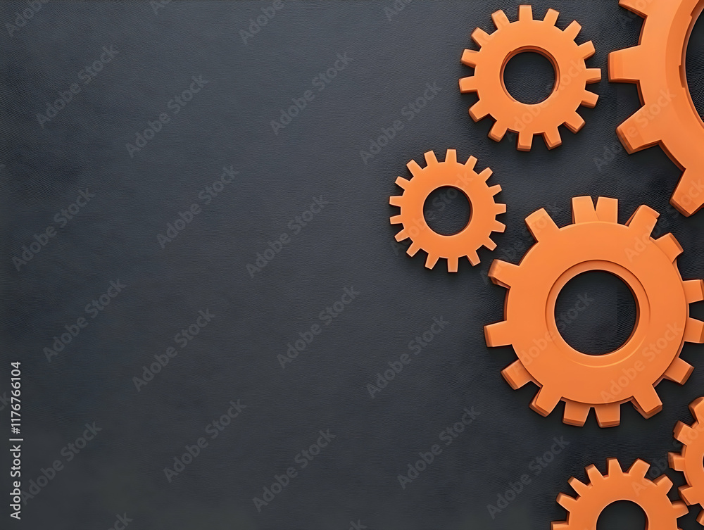 Orange Gears 3D Illustration Orange Gears 3D Illustration