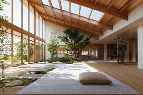 Wallpaper Mural Holistic wellness retreat serene interior modern architecture natural environment inviting viewpoint emphasis on mental wellbeing for healthy aging Torontodigital.ca