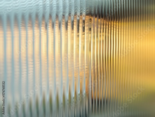 Ribbed glass with fluted texture creates depth and light diffusion, adding a modern, abstract visual effect photo