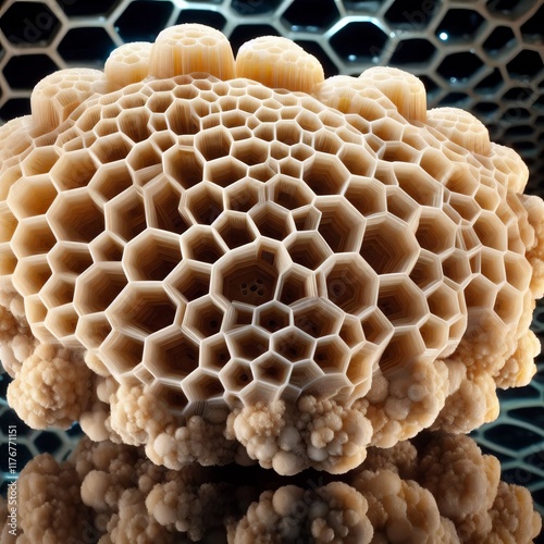 Honeycomb Calcite Resembles a honeycomb structure made of calcit photo