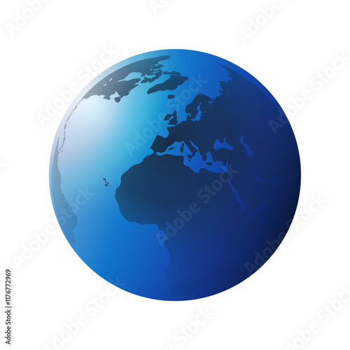 Blue Earth Globe Design Layout - Global Business, Technology, Globalisation Concept, Multi Purpose Vector Clip-Art Template - Isolated on White Background