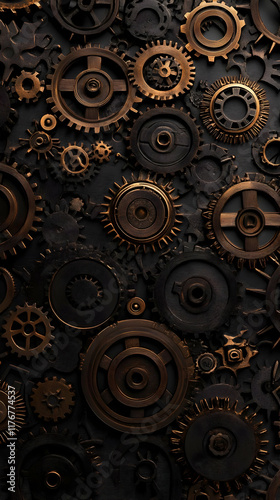 Wallpaper Mural Dark Gears Abstract Background Illustration Torontodigital.ca
