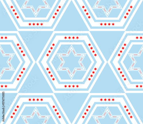 star pattern of chicago city flag for decoration. hexagon background. vector illustration