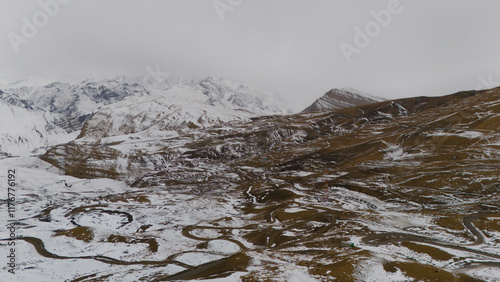 drone view of Hikkim village Hikkim village has a post office situated at an elevation of 4,400 m (14,400 ft) and this post office is one of the highest post offices in the world. photo