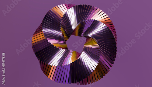 3D render of an abstract geometric shape with vibrant colors and reflections photo