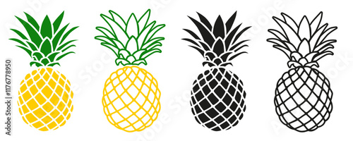 pineapple vector logo isolated on white background.