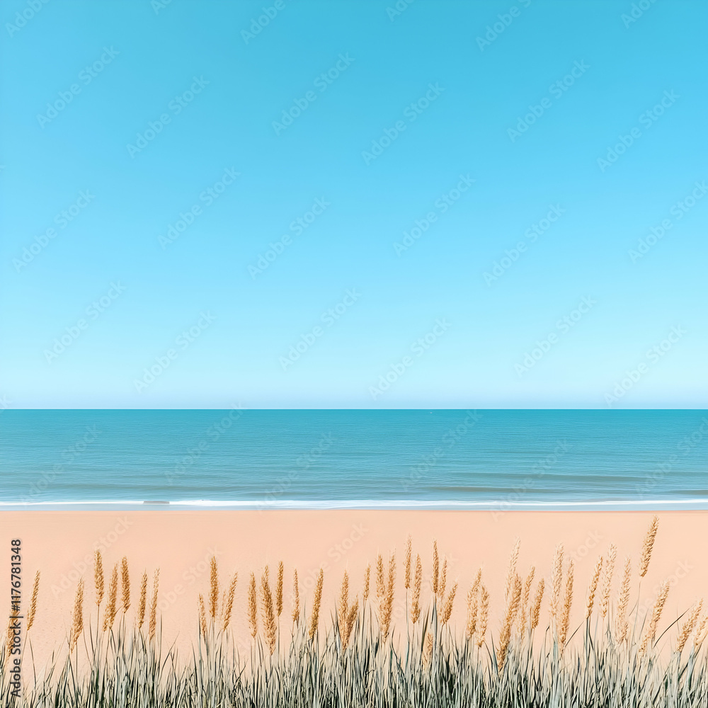 Seascape Illustration: Beach Grass and Ocean Seascape Illustration: Beach Grass and Ocean