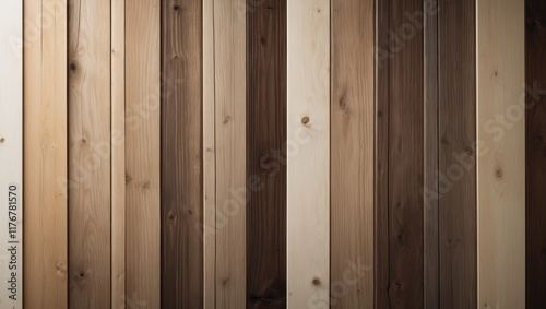 Gradient of vertical wooden planks in various shades of brown for textured background