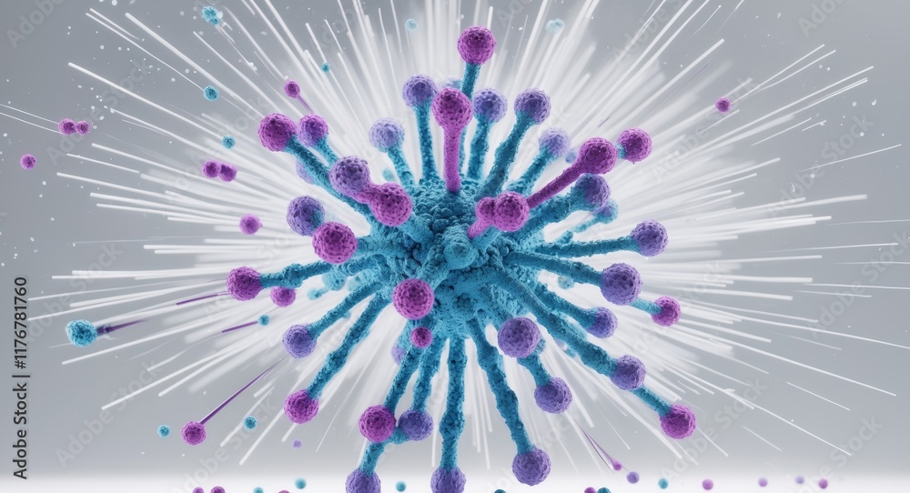 Obraz premium Molecular Structure Animation with Exploding Particle Effect