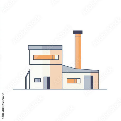 Industrial pollution with smoke rising from chimneys and factory plants