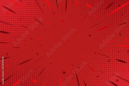 Red comic book background. Pop art halftone style background for magazine, cover, ad, banner, websites