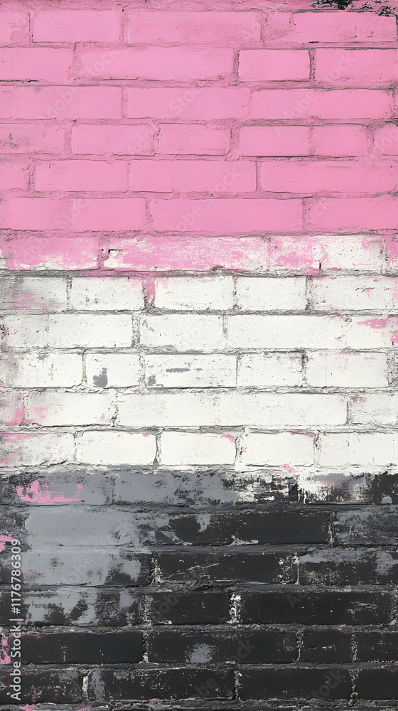 Fototapeta premium Pink, White, Black Brick Wall Background