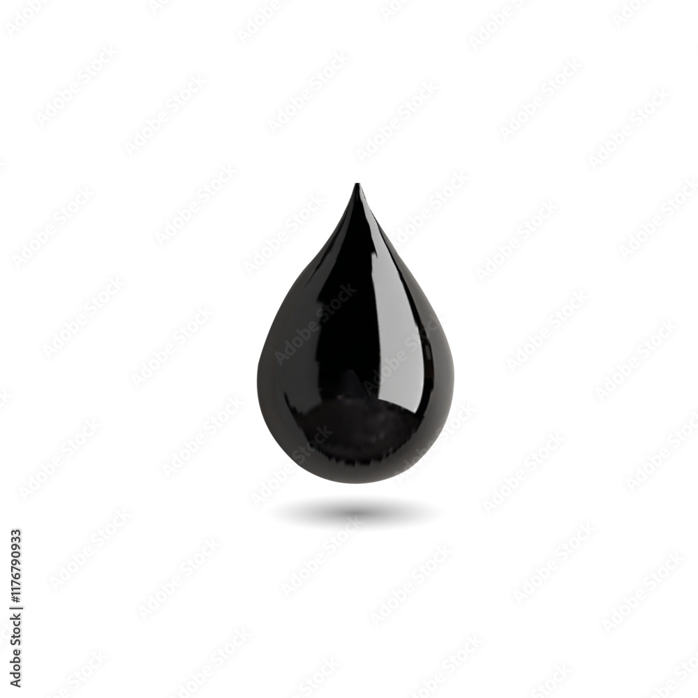 Realistic Black Drop of Oil or Ink with Subtle Shadow for Branding, Eco Campaigns, and Creative Design Projects. Vector illustration Realistic Black Drop of Oil or Ink with Subtle Shadow for Branding, Eco Campaigns, and Creative Design Projects. Vector illustration