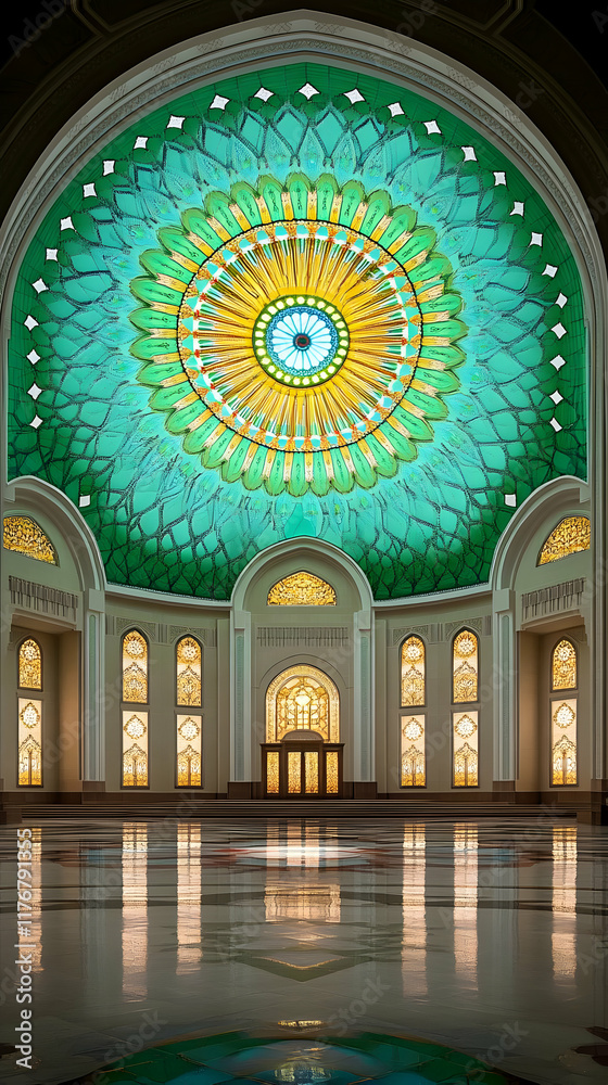 Obraz premium Stunning Green Dome Interior Illustration