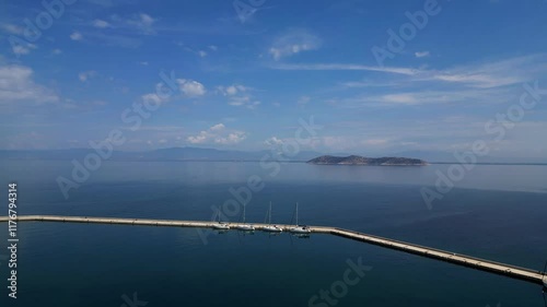 4K Drone Footage of Idylic and Secluded Thasopoula Island north of Thasos in Greece on a clear day photo