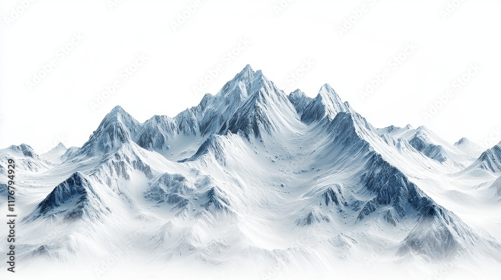 Obraz premium Majestic Snow Covered Mountain Range In Winter