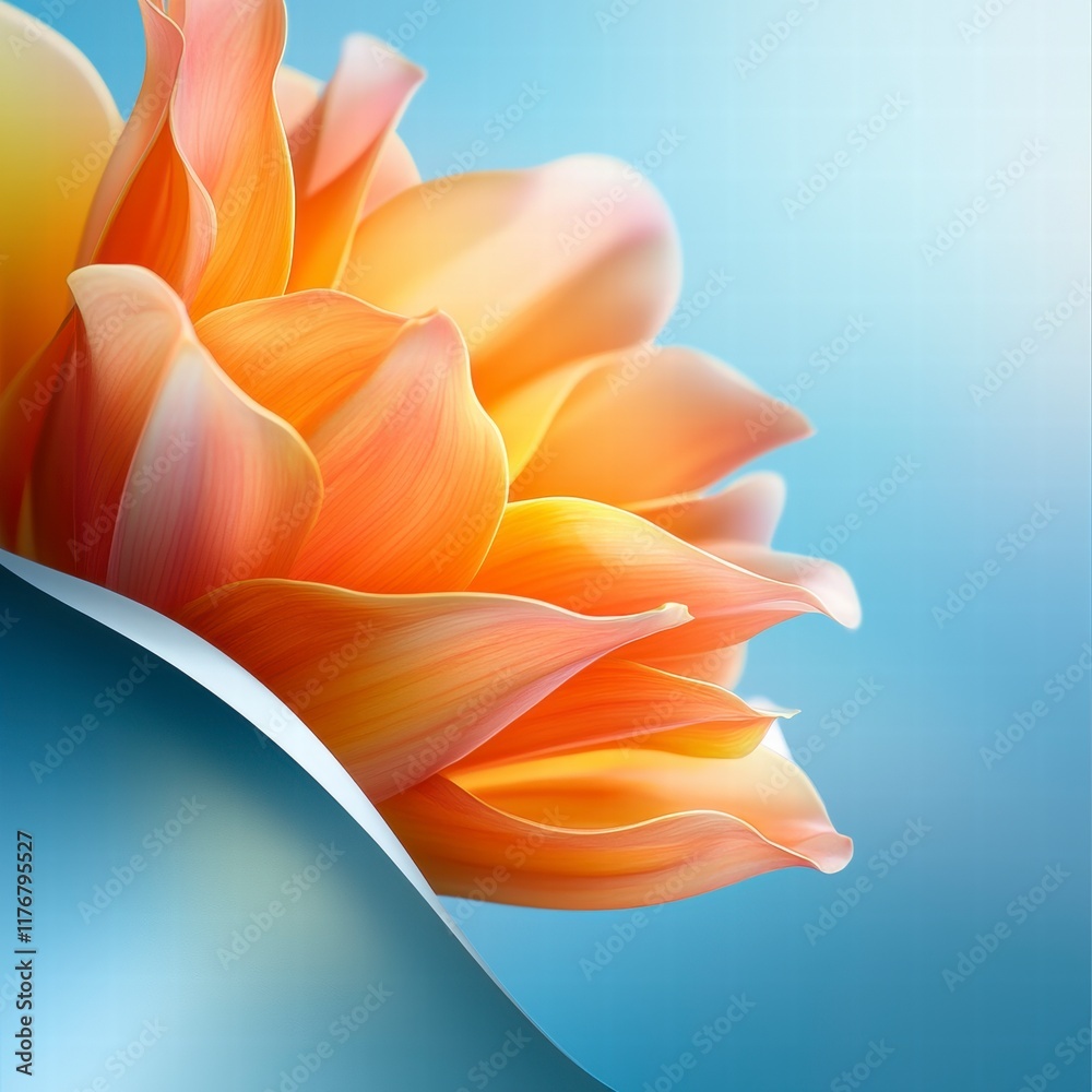 Obraz premium Orange Flower Petals on Teal Background