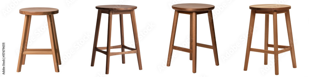 Assortment of Wooden Stools in Various Styles and Finishes Suitable for Home Office and Commercial Spaces Such as Cafes Restaurants and Receptions Assortment of Wooden Stools in Various Styles and Finishes Suitable for Home Office and Commercial Spaces Such as Cafes Restaurants and Receptions