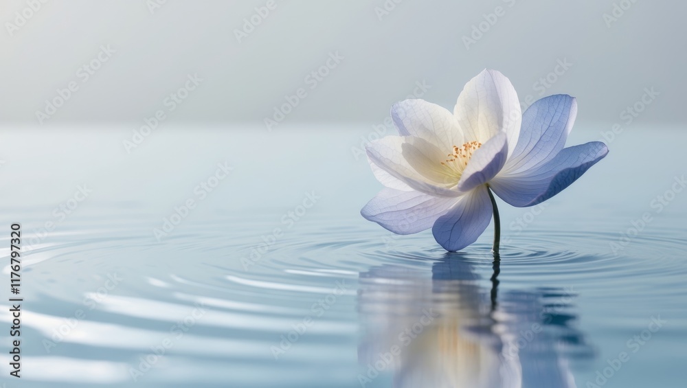 Serene Blue Watercolor Flower Reflection Serene Blue Watercolor Flower Reflection
