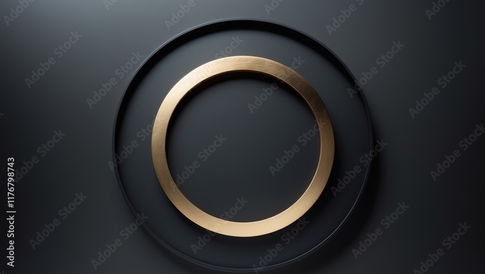 A golden circle within a black circle on a dark background A golden circle within a black circle on a dark background