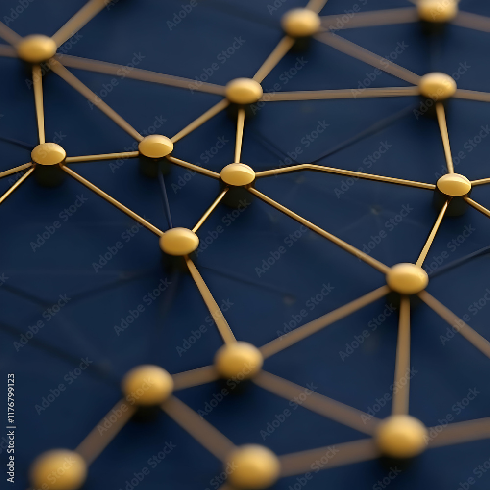 Golden Network 3D Illustration Golden Network 3D Illustration