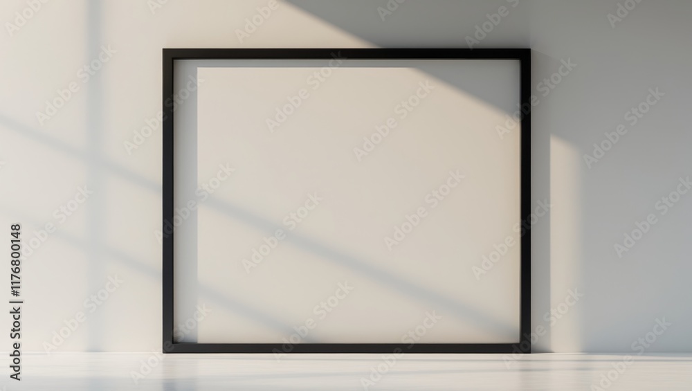 Blank Black Frame Hanging on a Wall for Design Presentation Blank Black Frame Hanging on a Wall for Design Presentation