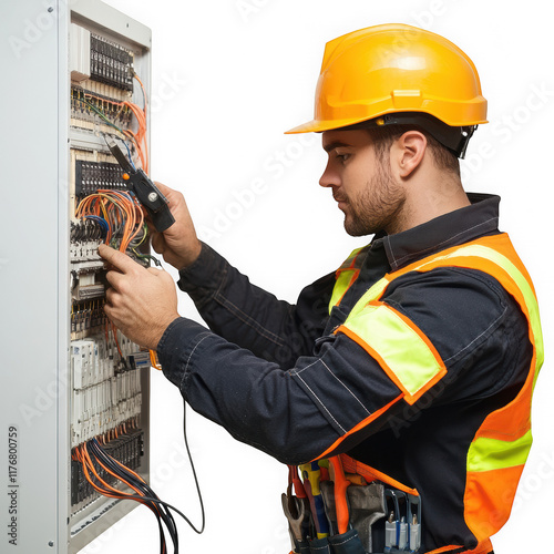 Australian Electrician in High Visibility Workwear