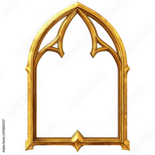Empty Gold Arched Frame for Decorative Use
