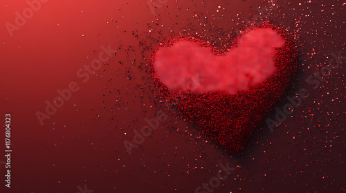 Romantic red heart with sparkling fragments