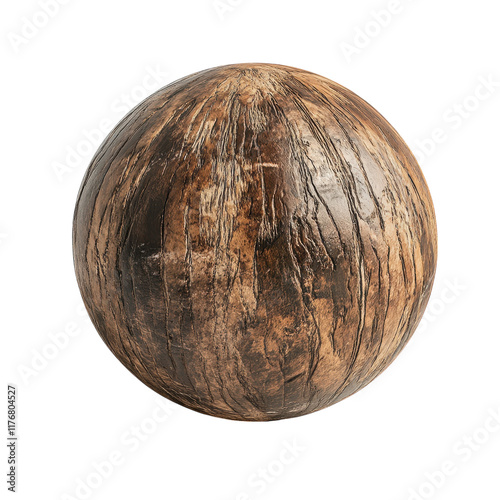 Fresh Coconut on a Rustic Wooden Table on transparent background