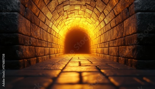 A lightfilled tunnel leading to a radiant treasury, symbolizing economic benefits waiting to be seized photo