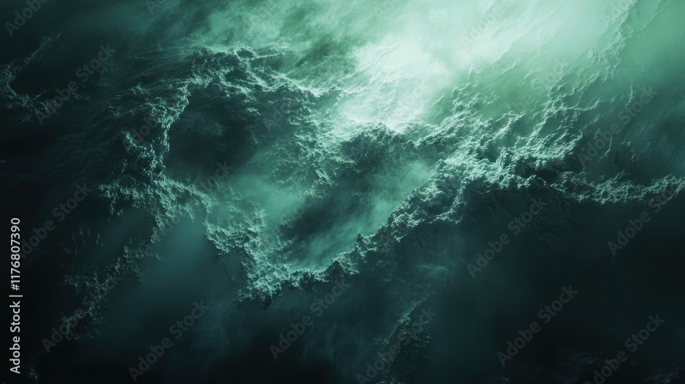 Aerial view of turbulent ocean waves with dramatic lighting and texture. Aerial view of turbulent ocean waves with dramatic lighting and texture.