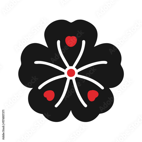 Symbolic Black Flower with Red Center: Artistic Concepts