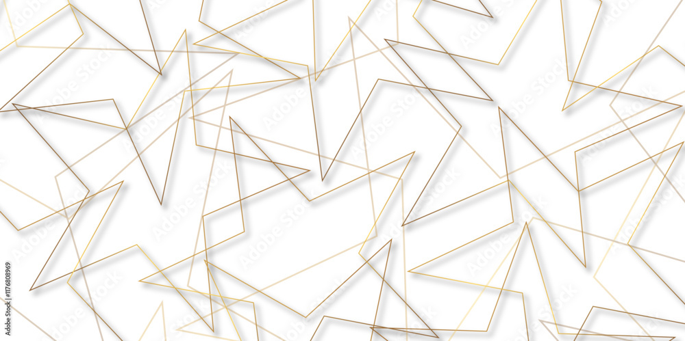 golden paper star texture background. Abstract background of translucent stars stoke with shadows. geometric star shapes on white background Can be used for wallpaper, textile, invitation card etc.	