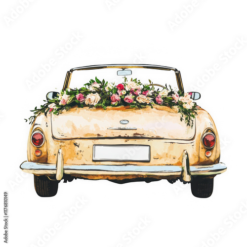 Vintage Convertible Sports Car with Floral Decoration