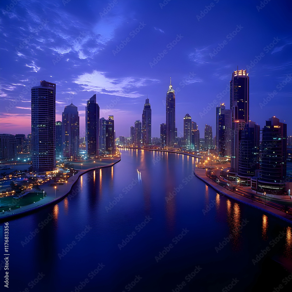 Obraz premium Night Cityscape Illustration