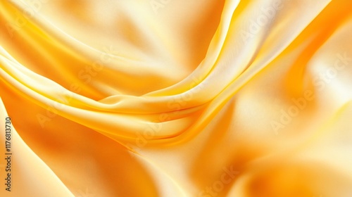 Yellow fabric with a pattern of waves. The fabric is very soft and looks like it would be comfortable to wear photo